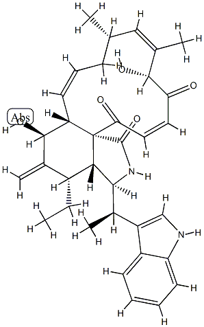 (3S,5S,7S,13E,16S,17E,19R,21E)-5-Ethyl-7,19-dihydroxy-3-[(R)-1-(1H-indol-3-yl)ethyl]-16,18-dimethyl-10,11-dinor[13]cytochalasa-6(12),13,17,21-tetrene-1,20,23-trione 结构式
