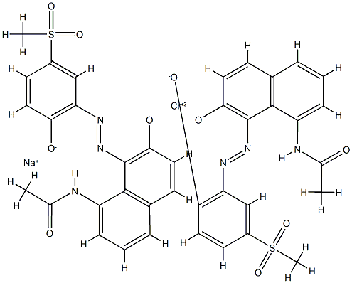 Chromate(1-), bis[N-[7-hydroxy-8-[[2-hydroxy- 5-(methylsulfonyl)phenyl]azo]-1-naphthalenyl ]acetamidato(2-)]-, sodium 结构式