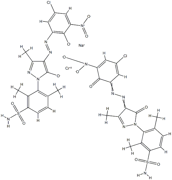 sodium bis[3-[4-[(5-chloro-2-hydroxy-3-nitrophenyl)azo]-4,5-dihydro-3-methyl-5-oxo-1H-pyrazol-1-yl]-2,4-dimethylbenzenesulphonamidato(2-)]chromate(1-) Structure