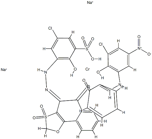 Chromate(2-), [5-chloro-2-hydroxy-3-[(5-hydroxynaphth[2,1-d]-1,3-oxathiol-4-yl)azo]benzenesulfonic acid S,S-dioxidato(3-)][2-chloro-6-[[(2-hydroxyphenyl)methylene]amino]-4-nitrophenolato(2-)-N2,O1,O2]-, disodium Structure