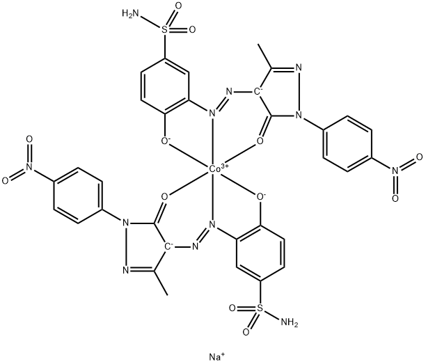 sodium bis[3-[[4,5-dihydro-3-methyl-1-(4-nitrophenyl)-5-oxo-1H-pyrazol-4-yl]azo]-4-hydroxybenzenesulphonamidato(2-)]cobaltate(1-) Structure