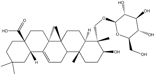 23-(β-D-Glucopyranosyloxy)-3β-hydroxy-5α-olean-12-en-28-oic acid Struktur