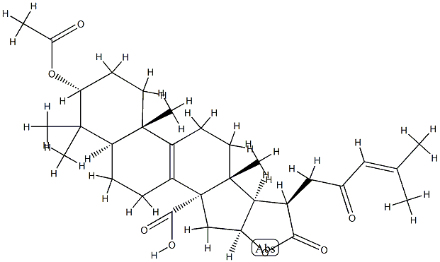 3α-(Acetyloxy)-16β-hydroxy-23-oxo-5α-lanosta-8,24-diene-21,30-dioic acid 21,16-lactone 结构式