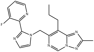 [1,2,4]Triazolo[1,5-c]pyriMidine, 7-[[2-(3-fluoro-2-pyridinyl)-1H-iMidazol-1-yl]Methyl]-2-Methyl-8-propyl-, 840486-93-3, 结构式