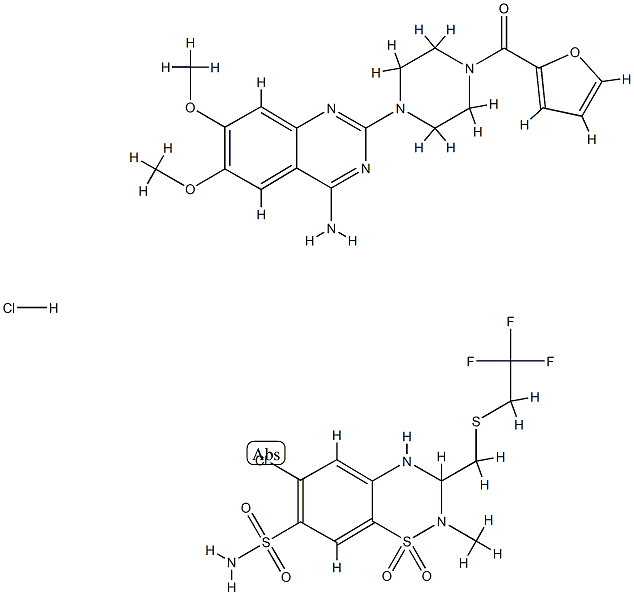 [4-(4-amino-6,7-dimethoxy-quinazolin-2-yl)piperazin-1-yl]-(2-furyl)met hanone, 4-chloro-9-methyl-10,10-dioxo-8-(2,2,2-trifluoroethylsulfanylm ethyl)-10$l^{6}-thia-7,9-diazabicyclo[4.4.0]deca-1,3,5-triene-3-sulfon amide, hydrochloride Structure