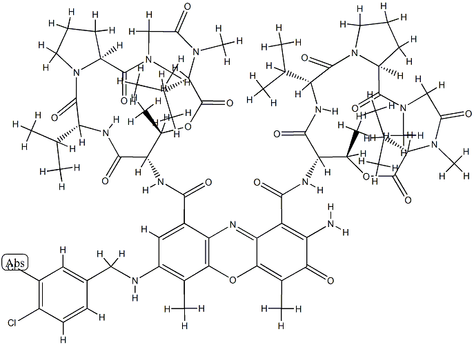 7-[(3,4-ジクロロベンジル)アミノ]アクチノマイシンD 化学構造式