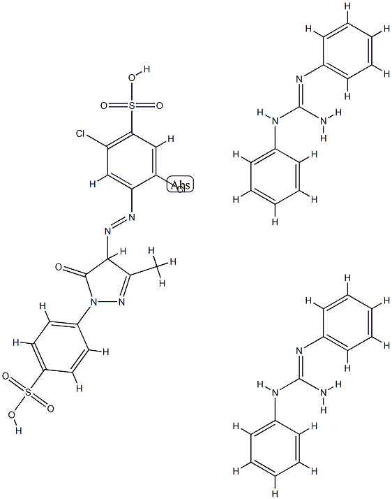 2,5-dichloro-4-[[4,5-dihydro-3-methyl-5-oxo-1-(4-sulphophenyl)-1H-pyrazol-4-yl]azo]benzenesulphonic acid, compound with N,N'-diphenylguanidine (1:2)  Structure