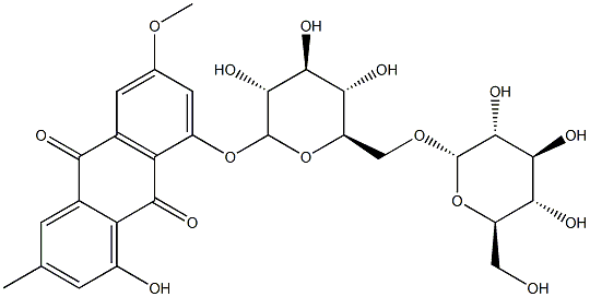 大黄素甲醚-8-O-Β-龙胆二糖苷,84268-38-2,结构式