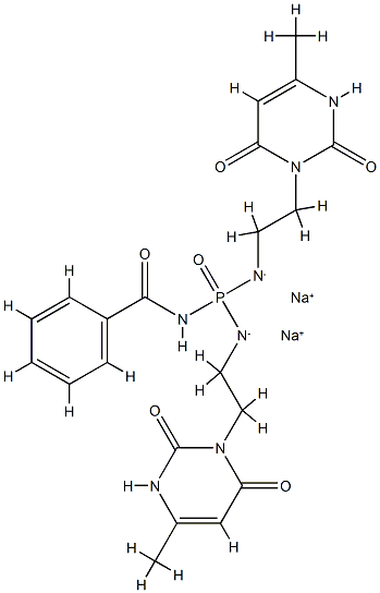 disodium [benzamido-[2-(4-methyl-2,6-dioxo-3H-pyrimidin-1-yl)ethylazan idyl]phosphoryl]-[2-(4-methyl-2,6-dioxo-3H-pyrimidin-1-yl)ethyl]azanid e Struktur