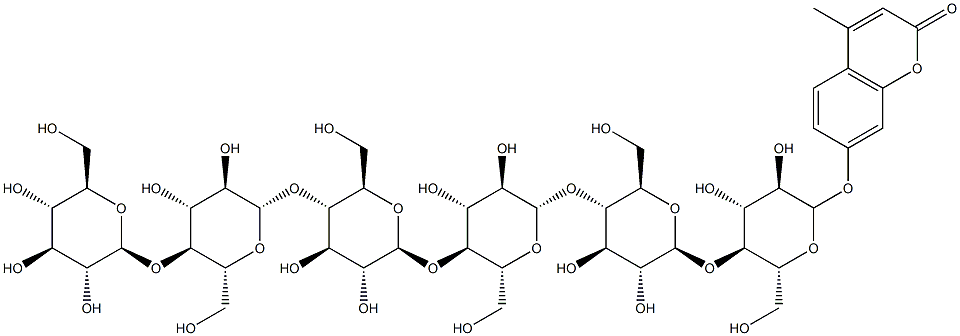 7-[(O-BETA-D-吡喃葡萄糖基-(1-4)-O-BETA-D-吡喃葡萄糖基-(1-4)-O-BETA-D-吡喃葡萄糖基-(1-4)-O-BETA-D-吡喃葡萄糖基-(1-4)-O-BETA-D-吡喃葡萄糖基-(1-4)-BETA-D-吡喃葡萄糖基)氧基]-4-甲基-2H-1-苯并吡喃-2-酮 结构式