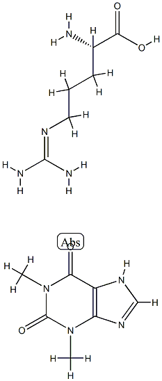 (2S)-2-amino-5-(diaminomethylideneamino)pentanoic acid, 1,3-dimethyl-7 H-purine-2,6-dione 结构式