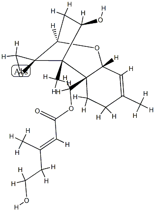 (-)-12,13-Epoxytrichotheca-9-ene-4β,15-diol 15-[(E)-5-hydroxy-3-methyl-2-pentenoate] Struktur