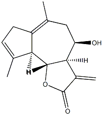 (3aR)-2,3,3aβ,4,5,7,9aβ,9bα-Octahydro-6,9-dimethyl-3-methylene-4α-hydroxyazuleno[4,5-b]furan-2-one Struktur