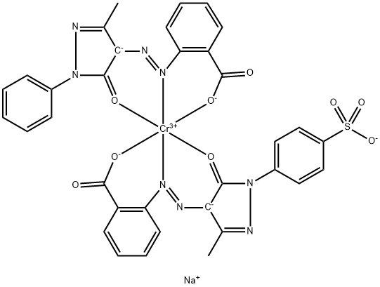 disodium [2-[(4,5-dihydro-3-methyl-5-oxo-1-phenyl-1H-pyrazol-4-yl)azo]benzoato(2-)][2-[[4,5-dihydro-3-methyl-5-oxo-1-(4-sulphophenyl)-1H-pyrazol-4-yl]azo]benzoato(3-)]chromate(2-) Structure