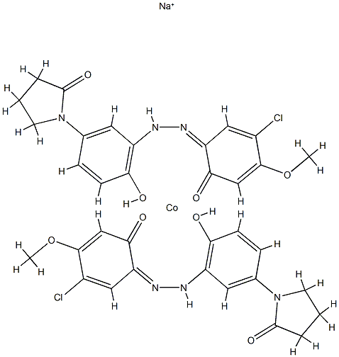 二[1-[3-[(5-氯-2-羟基-4-甲氧基苯基)偶氮]-4-羟基苯基]-2-吡咯烷酮]钴酸钠 结构式