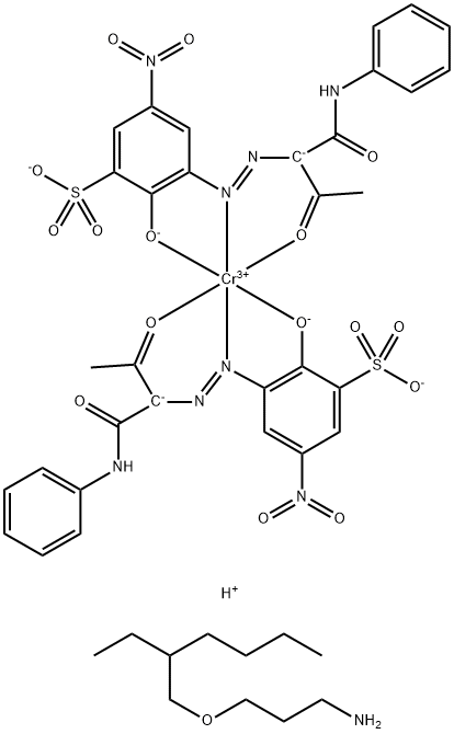 二[2-羟基-5-硝基-3-[[2-氧代-1-[(苯氨基)羰基]丙基]偶氮]苯磺酸根合]铬酸盐与3-[(2-乙基己基)氧基]-1-丙胺的化合物 结构式