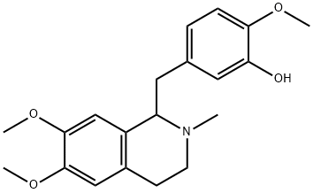 (±)-2-メトキシ-5-[(1,2,3,4-テトラヒドロ-6,7-ジメトキシ-2-メチルイソキノリン-1-イル)メチル]フェノール 化学構造式