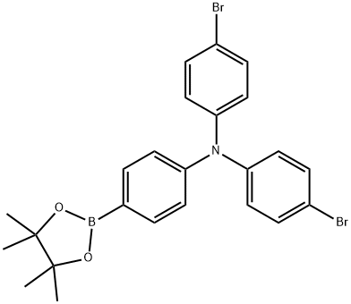 N,N-ビス(4-ブロモフェニル)-4-(4,4,5,5-テトラメチル-1,3,2-ジオキサボロラン-2-イル)アニリン 化学構造式