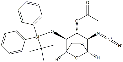 1,6-Anhydro-2-azido-2-deoxy-4-o-[(1,1-dimethylethyl)diphenylsilyl]-beta-D-glucopyranose3-acetate Struktur