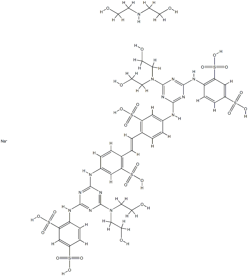 4,4'-[vinylenebis[(3-sulpho-p-phenylene)imino[6-[bis(2-hydroxyethyl)amino]-1,3,5-triazine-4,2-diyl]imino]]bis(benzene-1,3-disulphonic) acid, sodium salt compound with 2,2'-iminodiethanol ,85154-02-5,结构式
