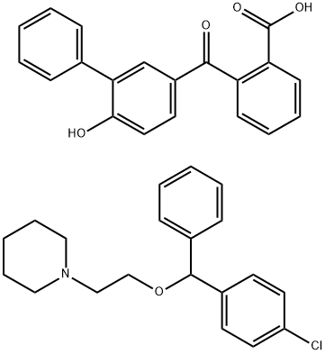 o-[(2'-hydroxy[1,1'-biphenyl]-4-yl)carbonyl]benzoic acid, compound with 1-[2-(4-chlorobenzhydryloxy)ethyl]piperidine (1:1) Structure
