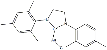 氯[1,3-双(2,4,6-三甲基苯基)-4,5-二氢咪唑-2-亚基]金(I) 结构式