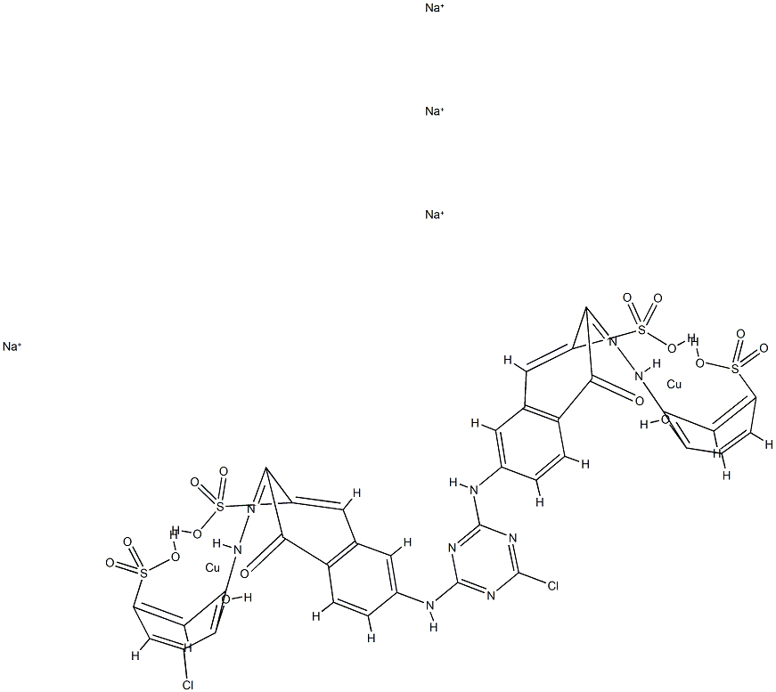 Cuprate, [m-[7-[[4-chloro-6-[[6-[(3-chloro-2-hydroxy-5-sulfophenyl)azo]-5-hydroxy-7-sulfo-2-naphthalenyl]amino]-1,3,5-triazin-2-yl]amino]-4-hydroxy-3-[(2-hydroxy-5-sulfophenyl)azo]-2-naphthalenesulfonato]]di-, tetrasodium Structure