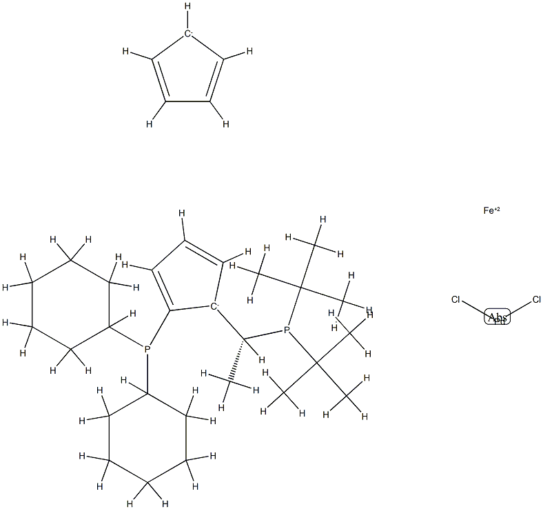 (R)-1-[(S)-2-(二环己基膦基)二茂铁基]乙基二叔丁基膦二氯化钯(Ⅱ),854019-82-2,结构式