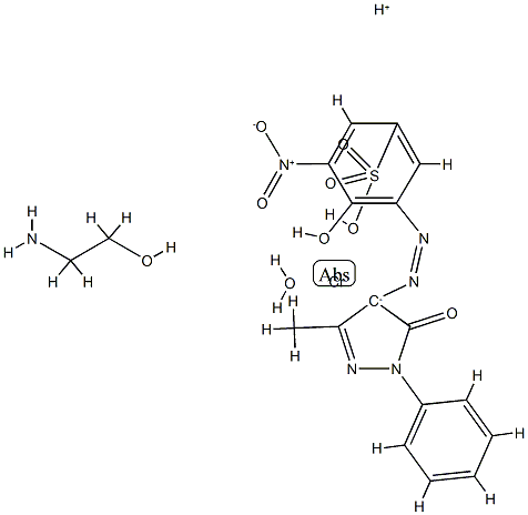 hydrogen [3-[(4,5-dihydro-3-methyl-5-oxo-1-phenyl-1H-pyrazol-4-yl)azo]-4-hydroxy-5-nitrobenzenesulphonato(3-)]hydroxychromate(1-), compound with 2-aminoethanol (1:1) Structure