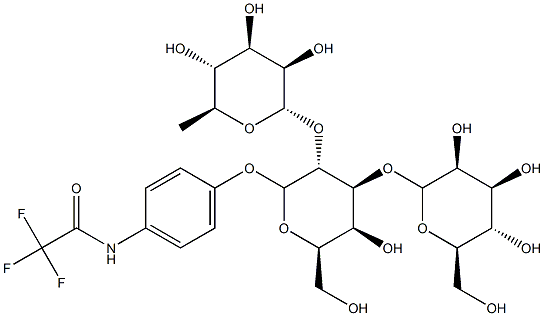 4-trifluoroacetamidophenyl-beta-mannopyranosyl(1-4)-alpha-rhamnopyranosyl(1-3)-alpha-galactopyranoside Struktur