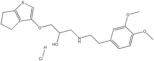 1-[2-(3,4-dimethoxyphenyl)ethylamino]-3-(8-thiabicyclo[3.3.0]octa-6,9- dien-6-yloxy)propan-2-ol hydrochloride 结构式