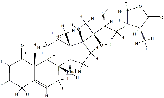 (17S,22R,25R)-14,17,20,22,28-Pentahydroxy-1-oxoergosta-2,5-dien-26-oic acid 26,28-lactone Structure