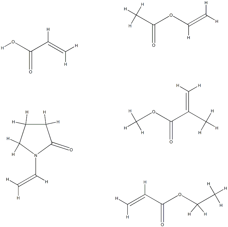 2-Propenoic acid, 2-methyl-, methyl ester, polymer with ethenyl acetate, 1-ethenyl-2-pyrrolidinone, ethyl 2-propenoate and 2-propenoic acid Structure