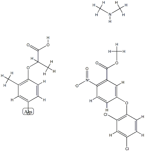 2-(4-chloro-2-methyl-phenoxy)propanoic acid, methyl 5-(2,4-dichlorophe noxy)-2-nitro-benzoate, N-methylmethanamine Structure