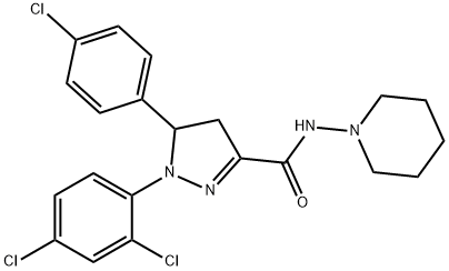 1H-Pyrazole-3-carboxaMide, 5-(4-chlorophenyl)-1-(2,4-dichlorophenyl)-4,5-dihydro-N-1-piperidinyl-, 861151-12-4, 结构式