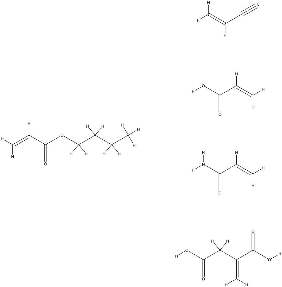 亚甲基丁二酸、2-丙烯酸丁酯、2-丙烯酰胺、2-丙烯腈和2-丙烯酸的聚合物, 86242-86-6, 结构式