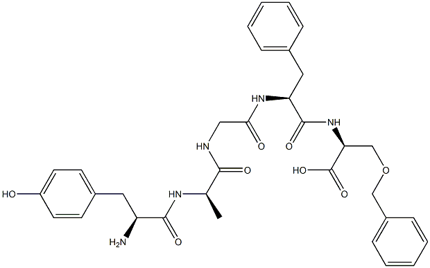(2S)-2-[[(2S)-2-[[2-[[(2R)-2-[[(2S)-2-amino-3-(4-hydroxyphenyl)propano yl]amino]propanoyl]amino]acetyl]amino]-3-phenyl-propanoyl]amino]-3-phe nylmethoxy-propanoic acid Struktur