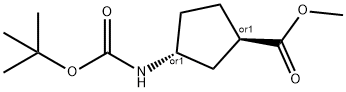 Cyclopentanecarboxylic acid, 3-[[(1,1-diMethylethoxy)carbonyl]aMino]-, Methyl ester, (1R,3R)-rel- Structure
