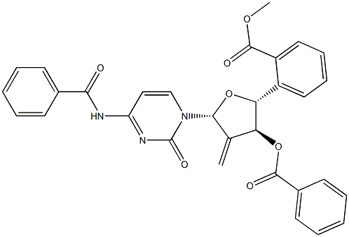 (2R,3S,5R)-5-(4-苯甲酰氨基-2-氧代嘧啶-1(2H)-基)-2-((苯甲酰氧基)甲基)-4-亚甲基四氢呋喃-3-基苯甲酸酯, 863329-63-9, 结构式