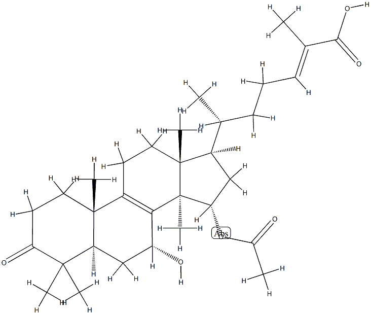 (24E)-15α-アセチルオキシ-7α-ヒドロキシ-3-オキソ-5α-ラノスタ-8,24-ジエン-26-酸 化学構造式