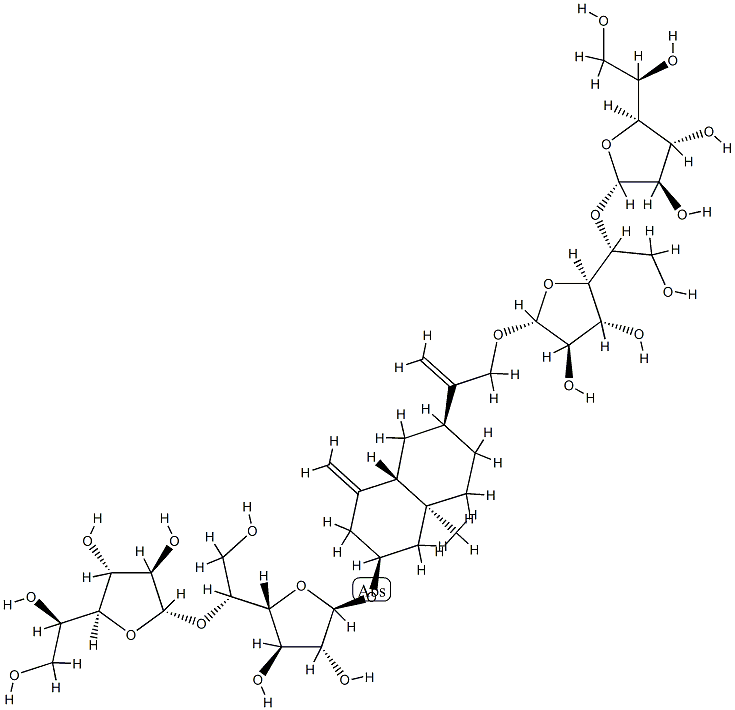 [2-[(2S,8aβ)-6β-[(5-O-β-D-Galactofuranosyl-β-D-galactofuranosyl)oxy]decahydro-4aα-methyl-8-methylenenaphthalen-2β-yl]-2-propenyl]5-O-β-D-galactofuranosyl-β-D-galactofuranoside Structure