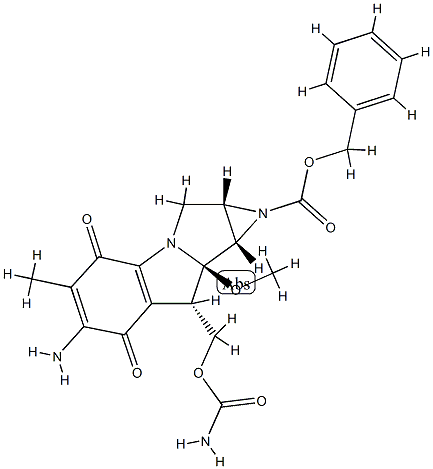 (1aS)-6-アミノ-8β-(アミノカルボニルオキシメチル)-1,1aα,2,8,8aα,8bα-ヘキサヒドロ-1-(ベンジルオキシカルボニル)-8a-メトキシ-5-メチルアジリノ[2',3':3,4]ピロロ[1,2-a]インドール-4,7-ジオン 化学構造式