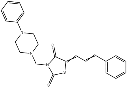 (5E)-5-cinnamylidene-3-[(4-phenylpiperazin-1-yl)methyl]-2-sulfanyliden e-thiazolidin-4-one 化学構造式