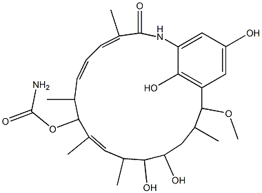 [(4E,6E,10E)-13,14,20,22-tetrahydroxy-17-methoxy-4,8,10,12,16-pentamet hyl-3-oxo-2-azabicyclo[16.3.1]docosa-4,6,10,19,21,23-hexaen-9-yl] carb amate Structure
