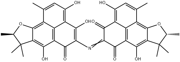 (9R)-5-[[(9R)-8,9-Dihydro-3,4,7-trihydroxy-1,8,8,9-tetramethyl-6-oxo-6H-phenaleno[1,2-b]furan-5-yl]imino]-8,9-dihydro-3,7-dihydroxy-1,8,8,9-tetramethyl-4H-phenaleno[1,2-b]furan-4,6(5H)-dione Structure