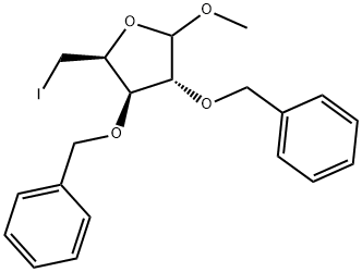 Methyl 2,3-di-O-benzyl-5-deoxy-5-iodo-D-xylofuranoside Struktur