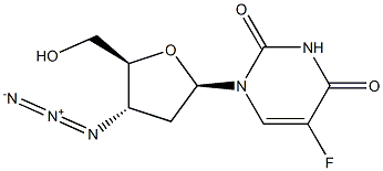 3'-アジド-2',3'-ジデオキシ-5-フルオロウリジン 化学構造式