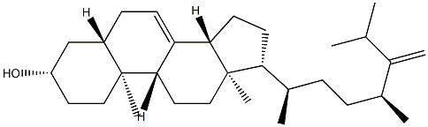 25-イソプロピル-27-ノル-5α-エルゴスタ-7,25-ジエン-3β-オール 化学構造式