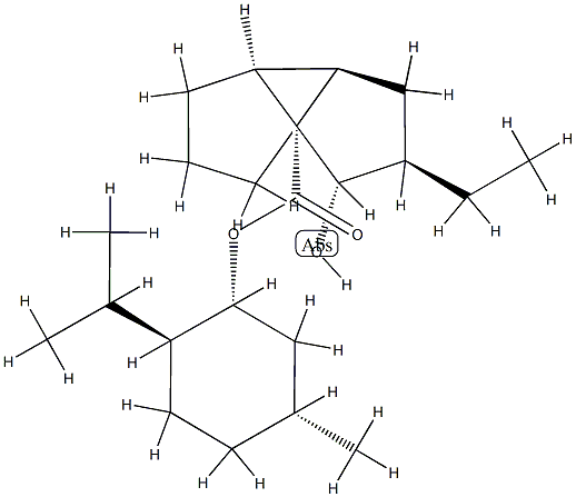 (1S,3R,6α)-3β-Ethyl-4α-hydroxytricyclo[4.3.0.01,5]nonane-5β-carboxylic acid [2α-(1-methylethyl)-5β-methylcyclohexan-1β-yl] ester Struktur