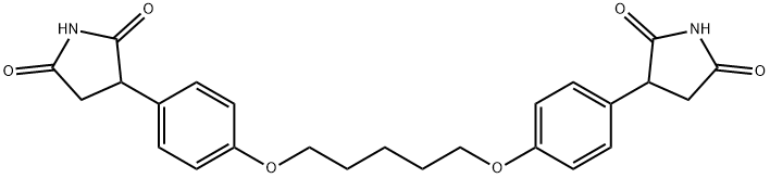 3-[4-[5-[4-(2,5-dioxopyrrolidin-3-yl)phenoxy]pentoxy]phenyl]pyrrolidin e-2,5-dione Struktur